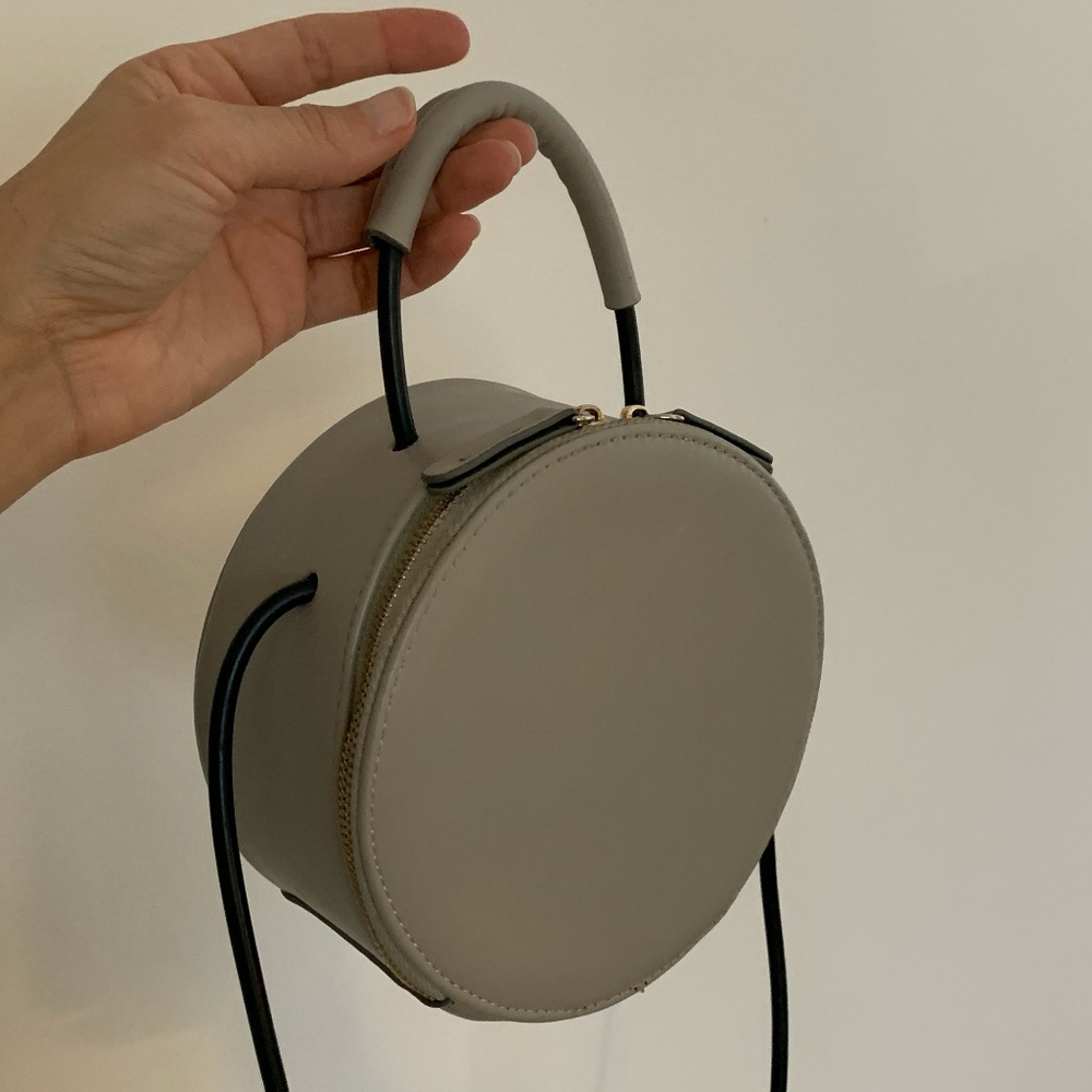 Small Grey Crossbody Circle Bag Purse
